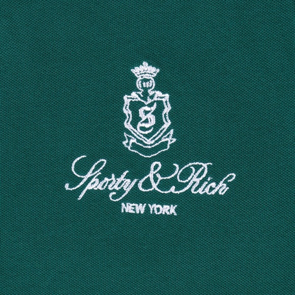 Sporty & Rich Green Polo with White Trim Tee SOLD OUT - Picture 7 of 14